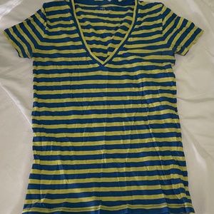 J Crew low v-neck striped tee